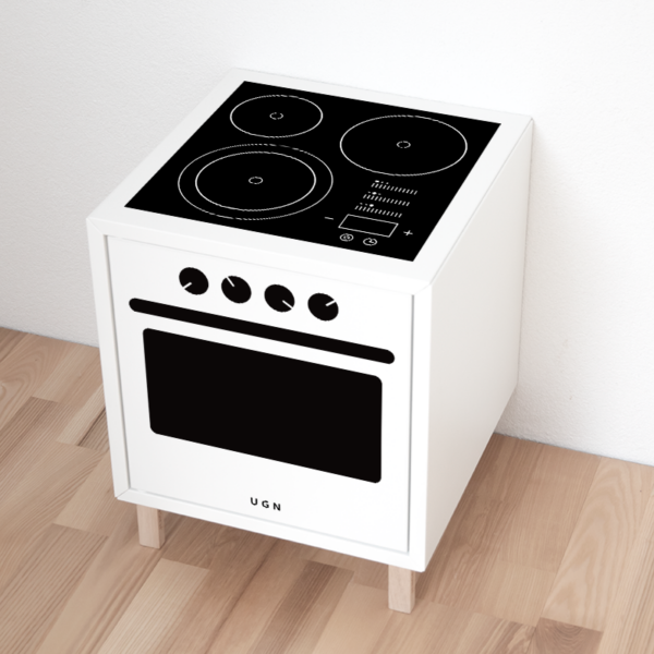 Cooktop and oven door on a Eket cabinet