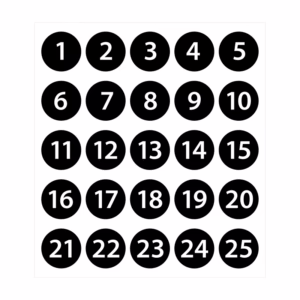 Stickers med utskurna siffror 1-25